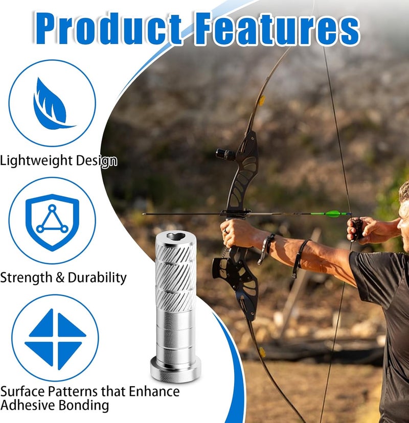 LUSTRIB 24 Pcs Archery Arrow Inserts, Aluminum .244/6.20mm Arrow Inserts for Carbon Arrows, Archery Practice Tips Fit Compound Bow Recurve Bow Inserts for Target Practice - Image 4